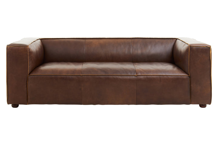 Tuscania Three Seater Brown Leather Sofa