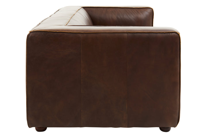 Tuscania Three Seater Brown Leather Sofa