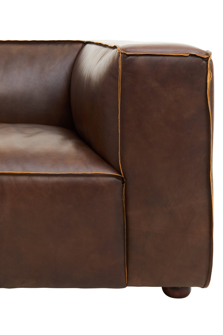 Tuscania Three Seater Brown Leather Sofa