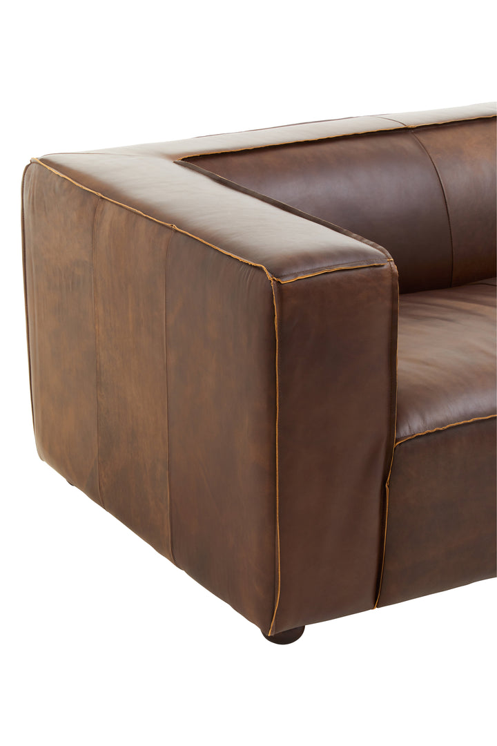 Tuscania Three Seater Brown Leather Sofa
