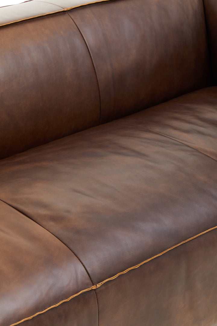 Tuscania Three Seater Brown Leather Sofa