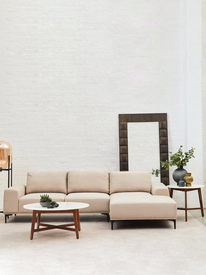Taranto Neutral Three Seat Left Chaise Sofa