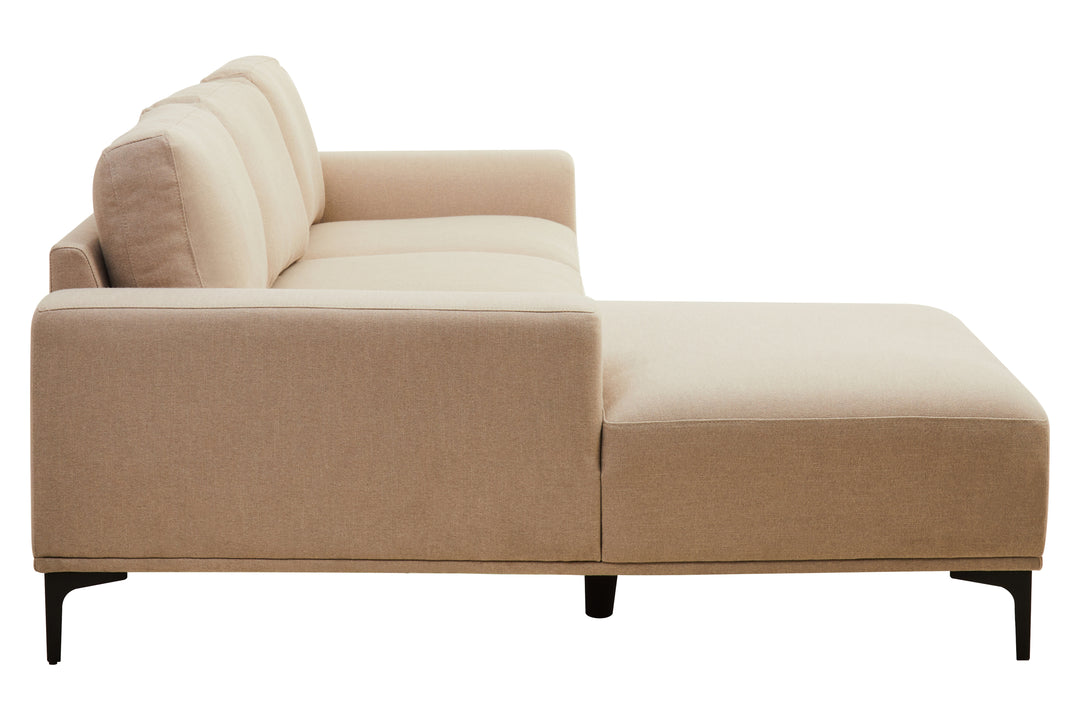 Taranto Neutral Three Seat Right Chaise Sofa