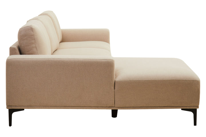 Taranto Neutral Three Seat Right Chaise Sofa