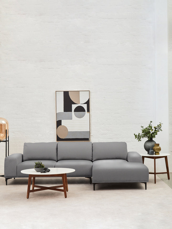 Taranto Grey Three Seat Left Chaise Sofa