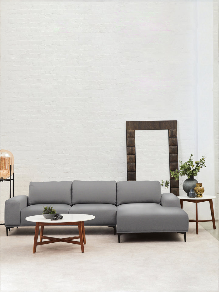 Taranto Grey Three Seat Left Chaise Sofa