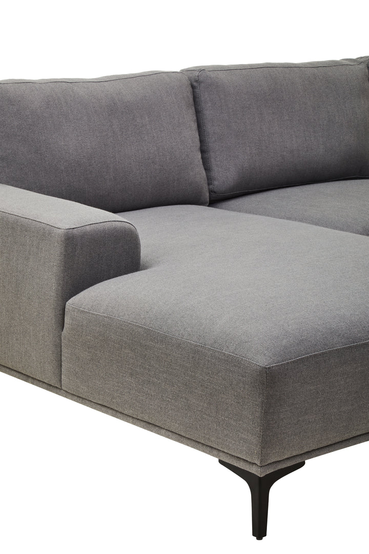 Taranto Grey Three Seat Right Chaise Sofa