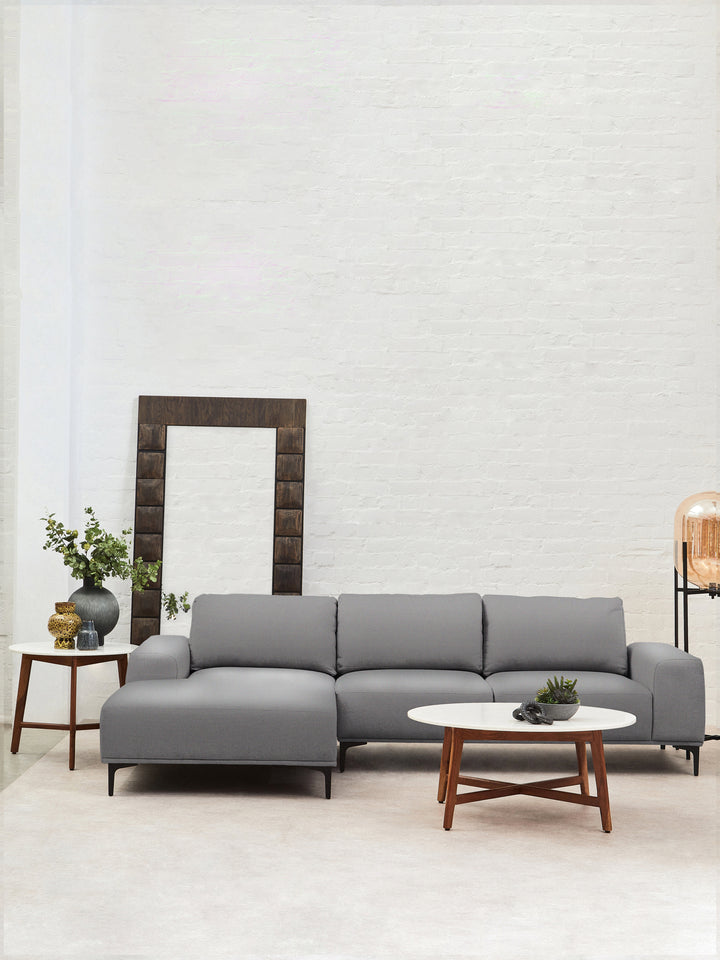 Taranto Grey Three Seat Right Chaise Sofa