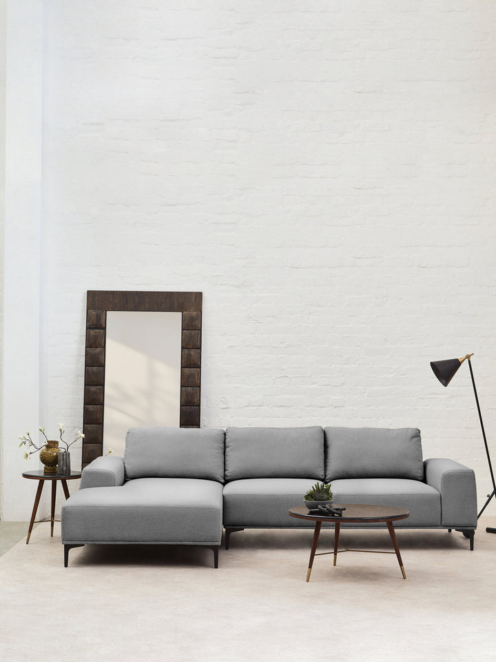 Taranto Grey Three Seat Right Chaise Sofa