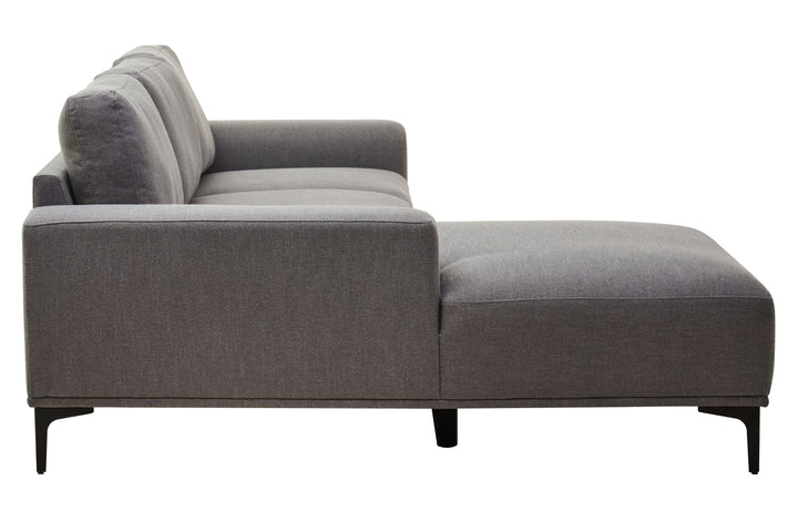 Taranto Grey Three Seat Right Chaise Sofa