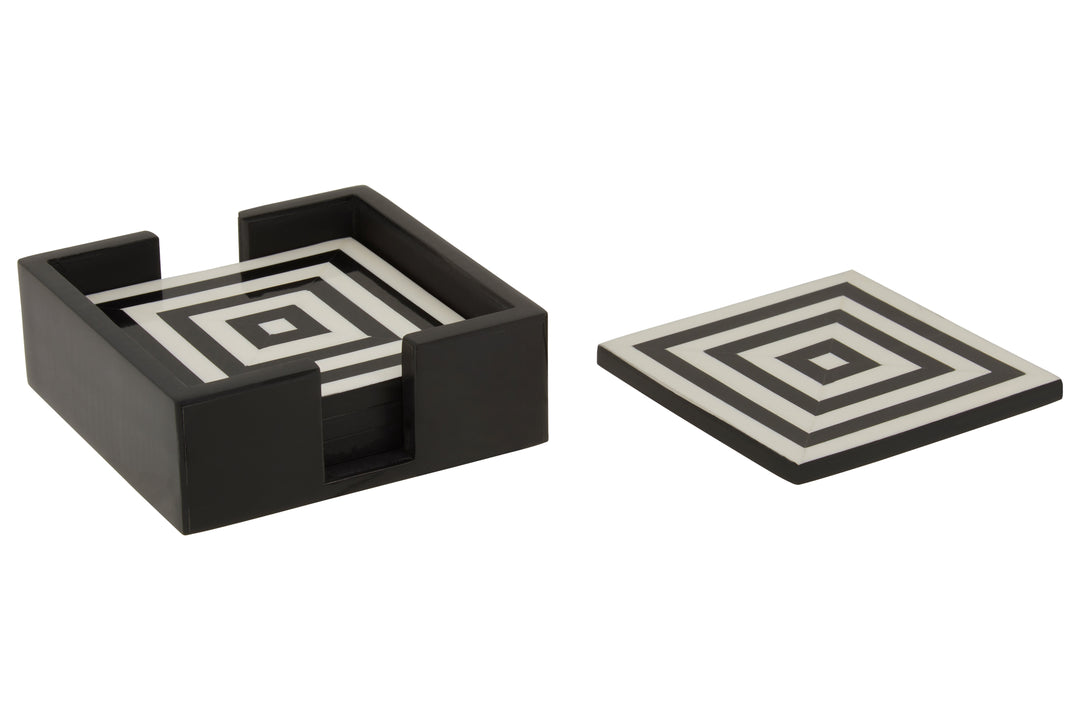Hoxton Set of Four Stripe Coasters with Holder