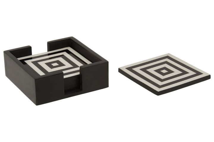 Hoxton Set of Four Stripe Coasters with Holder