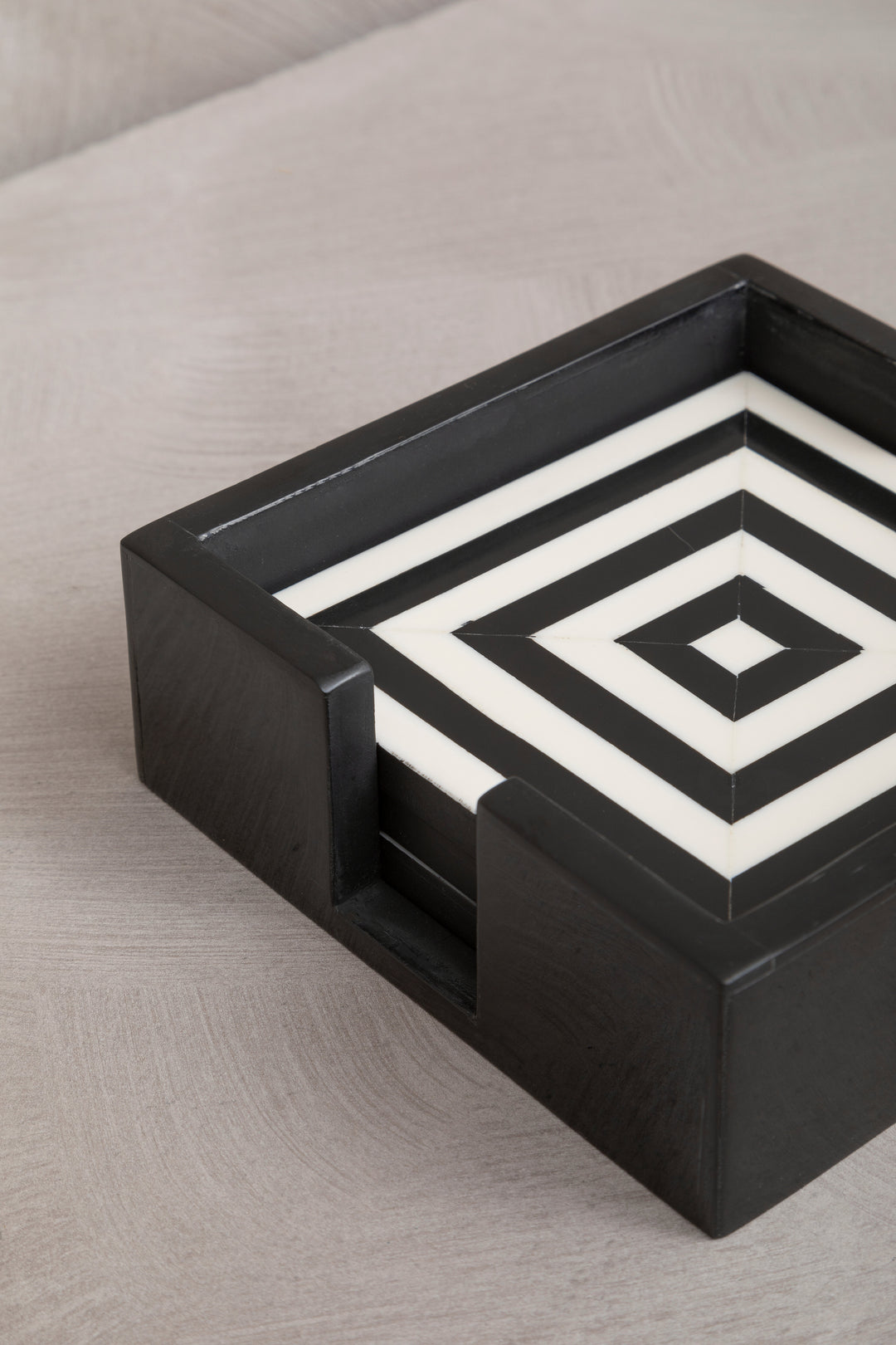 Hoxton Set of Four Stripe Coasters with Holder