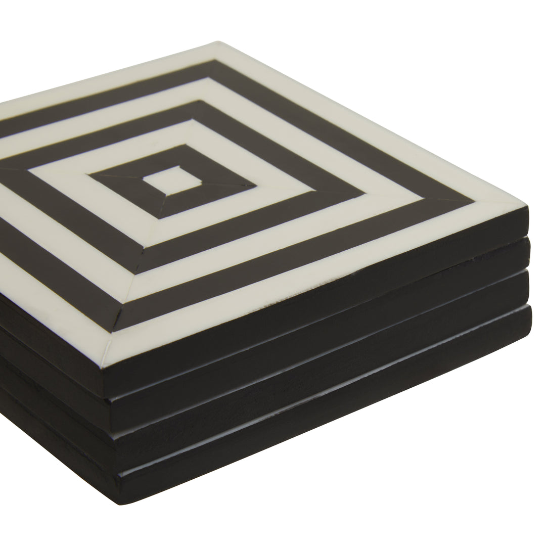 Hoxton Set of Four Stripe Coasters with Holder