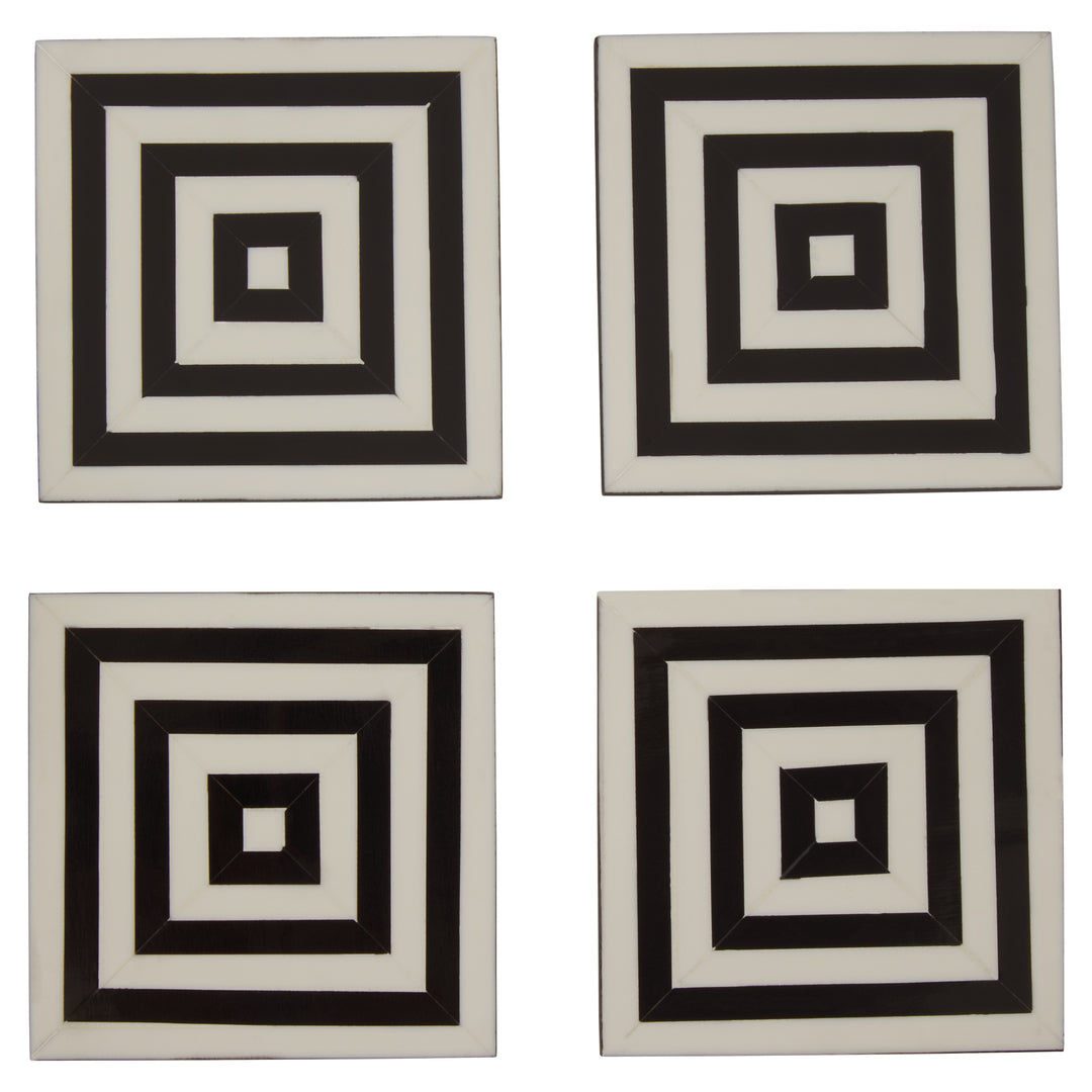 Hoxton Set of Four Stripe Coasters with Holder