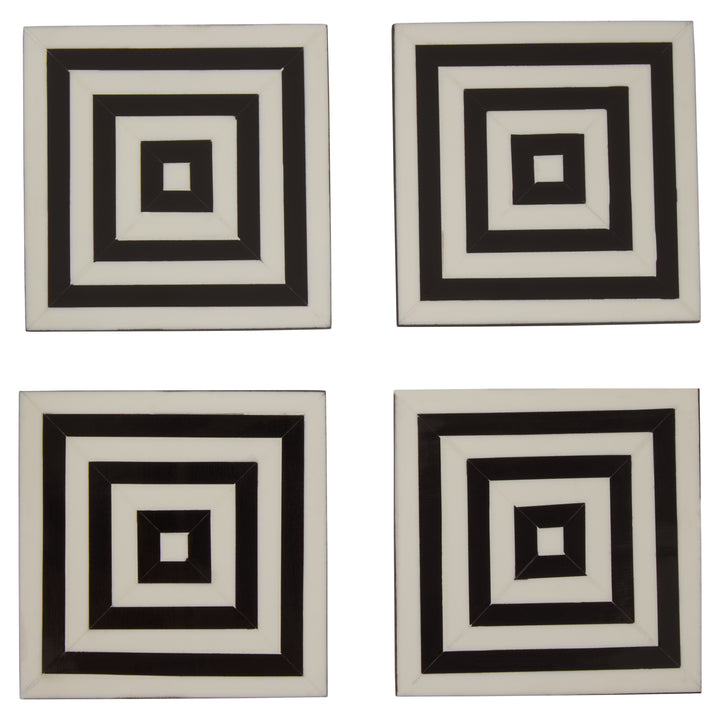 Hoxton Set of Four Stripe Coasters with Holder