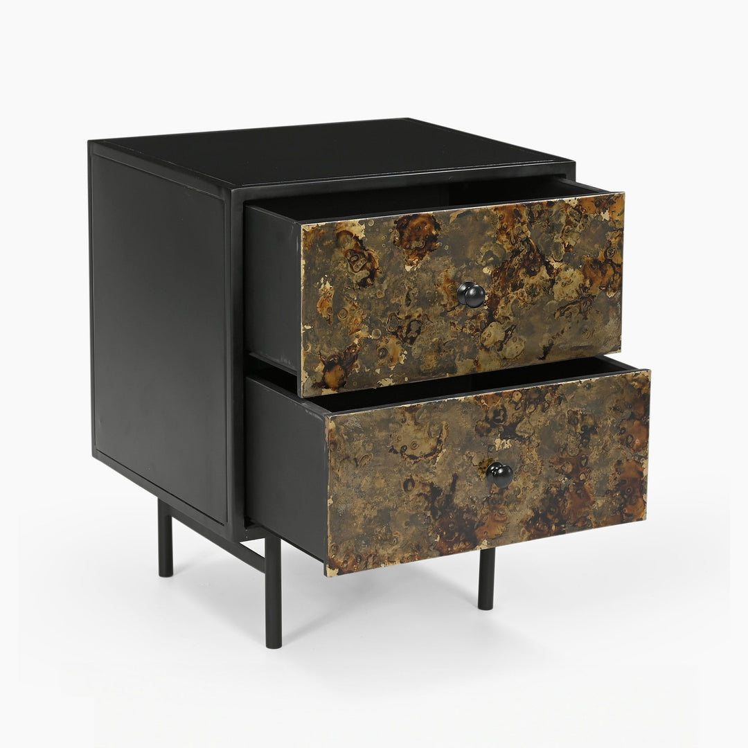 Huelva Two Drawer Iron Side Table