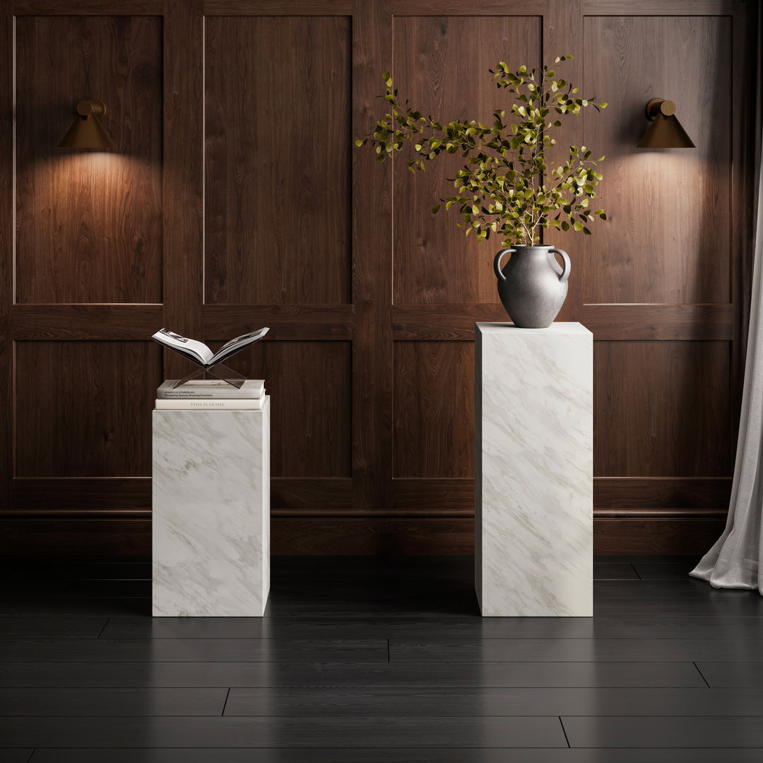 Ivrea White Marble Small Pedestal