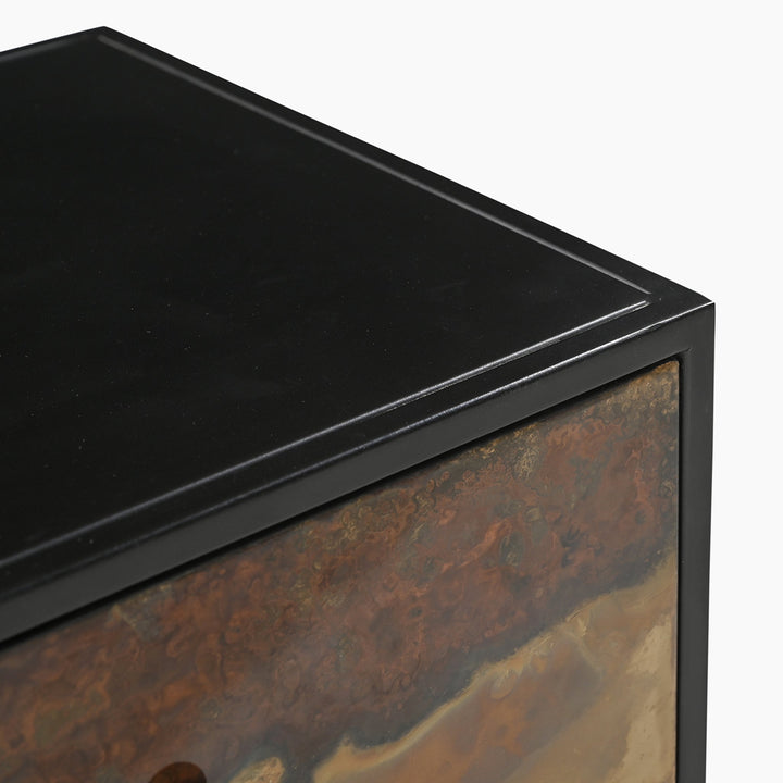 Almira Two Drawer Iron Side Table