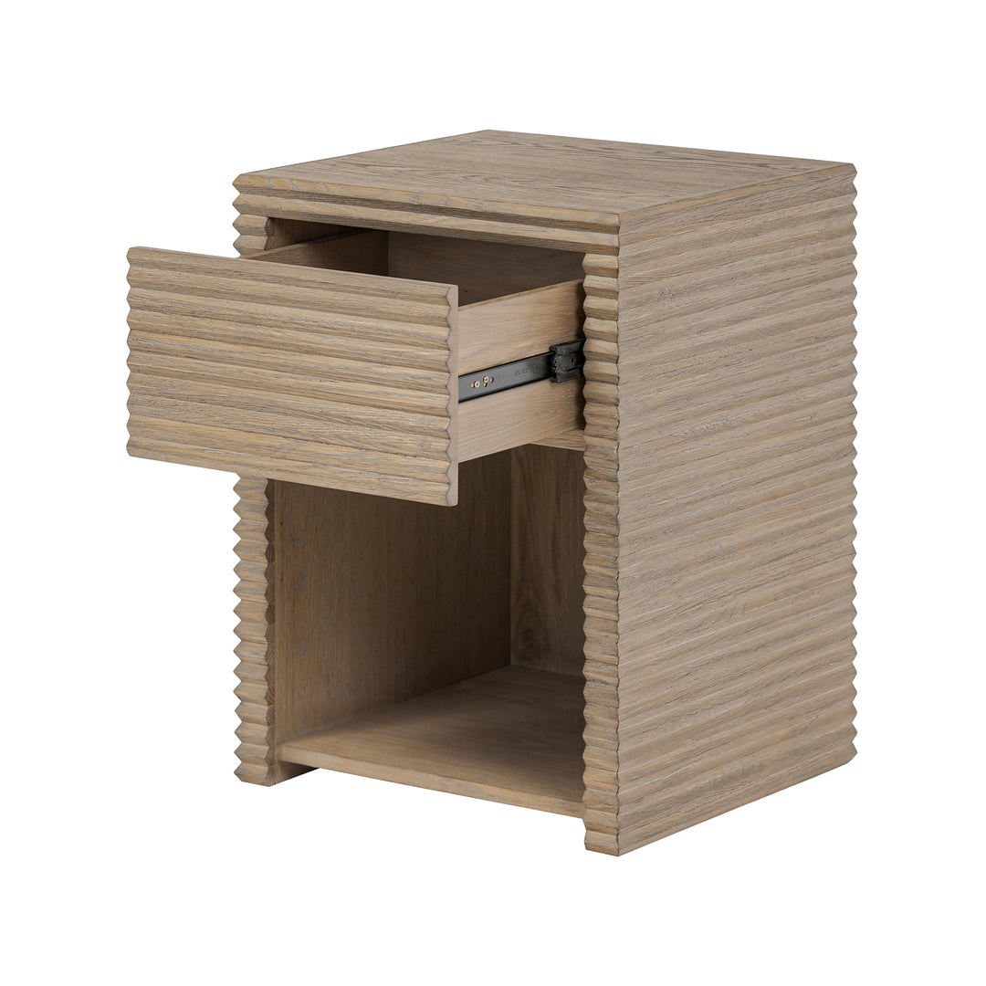 Wickham Ribbed Oak Bedside Table