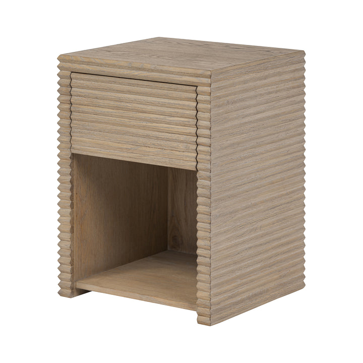 Wickham Ribbed Oak Bedside Table