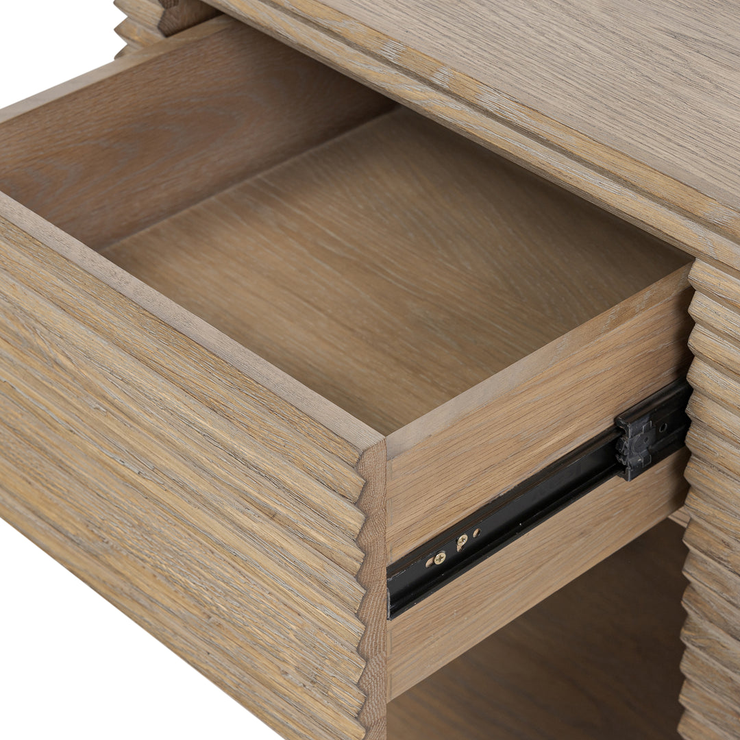 Wickham Ribbed Oak Bedside Table
