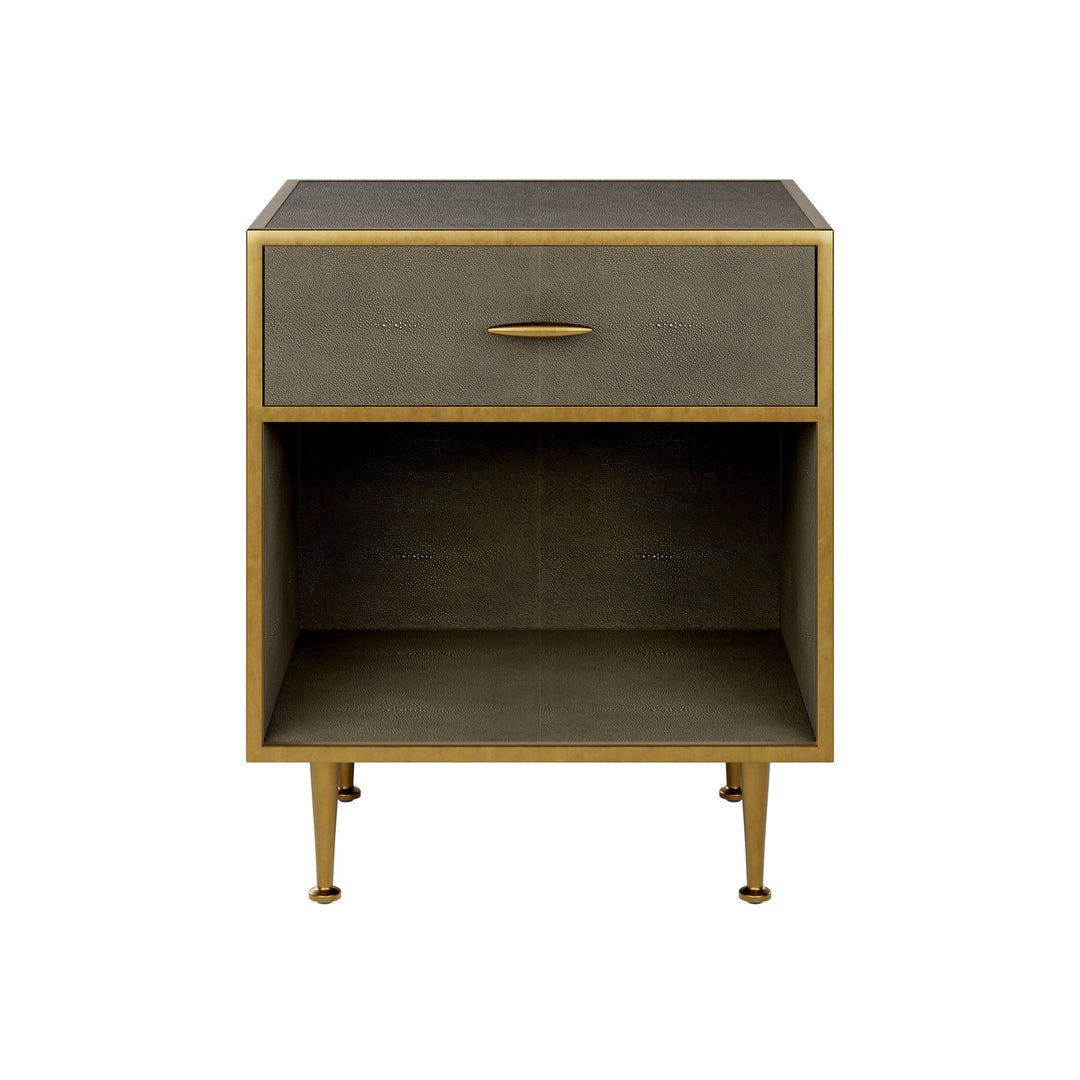 Hampton Square Bedside Table - Grey Shagreen