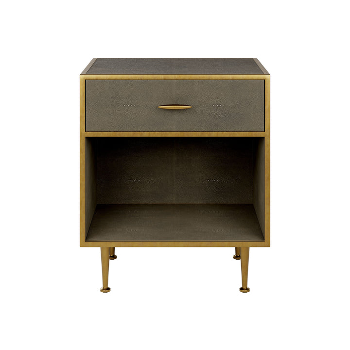 Hampton Square Bedside Table - Grey Shagreen