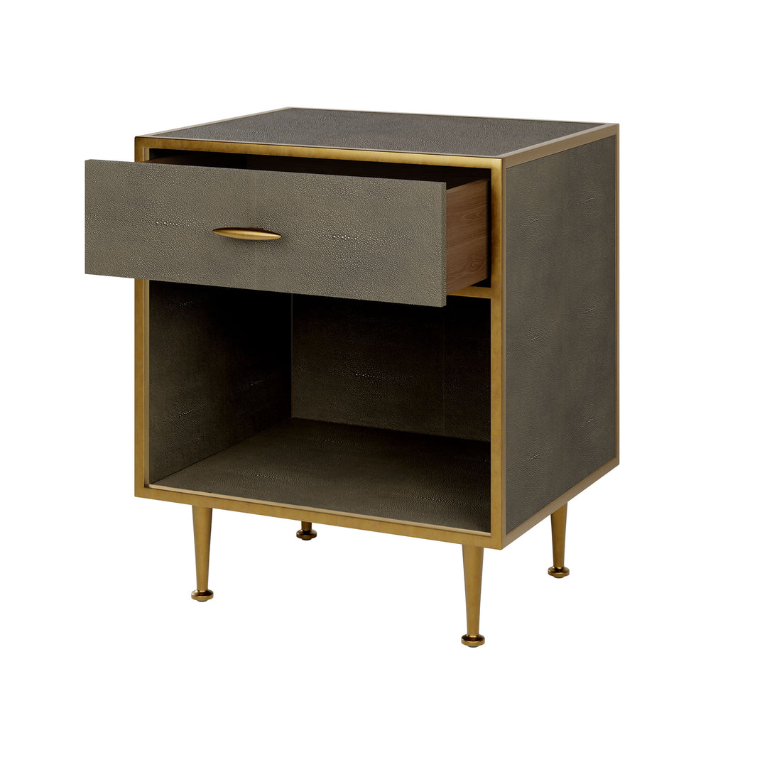 Hampton Square Bedside Table - Grey Shagreen