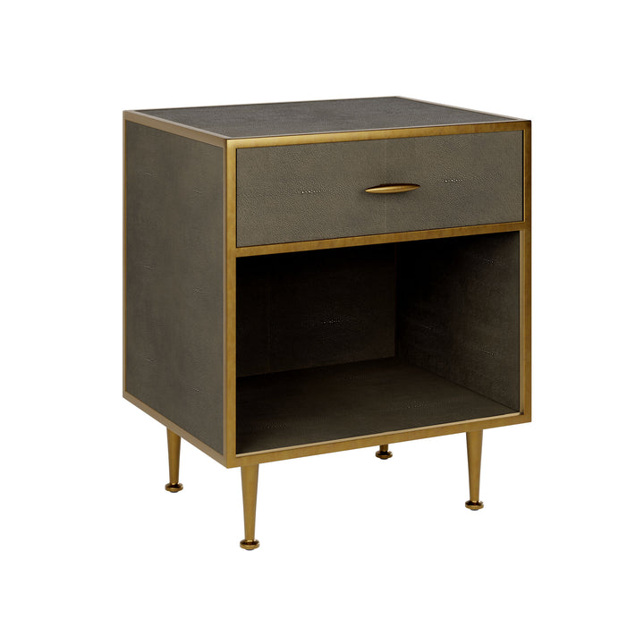 Hampton Square Bedside Table - Grey Shagreen