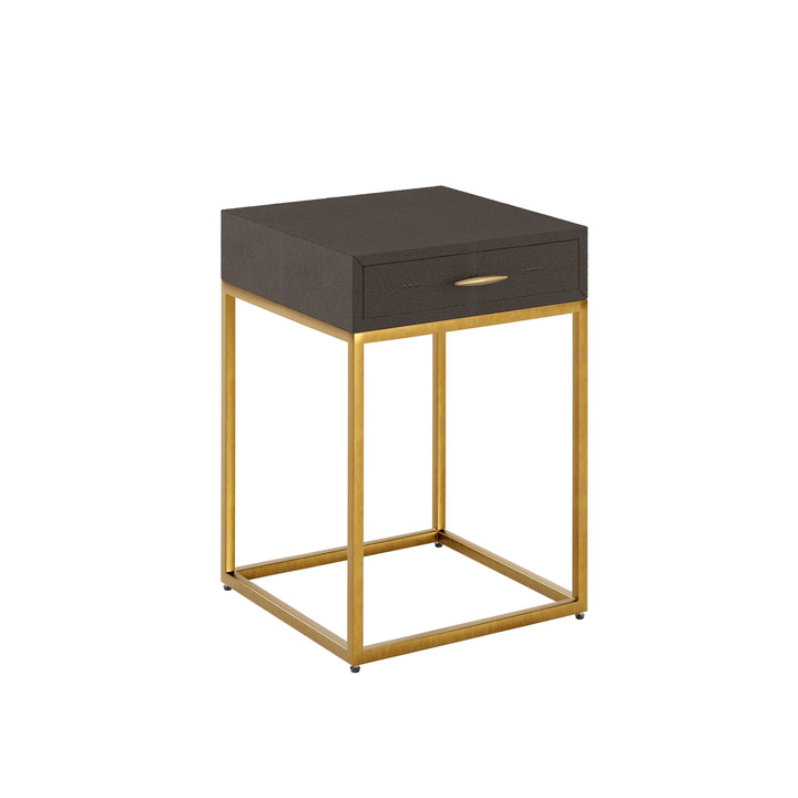 Hampton Square Bedside Table - Brown Shagreen
