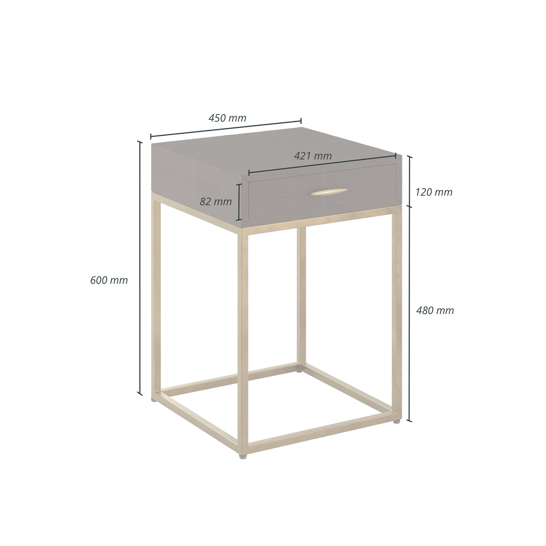 Hampton Square Bedside Table - Brown Shagreen