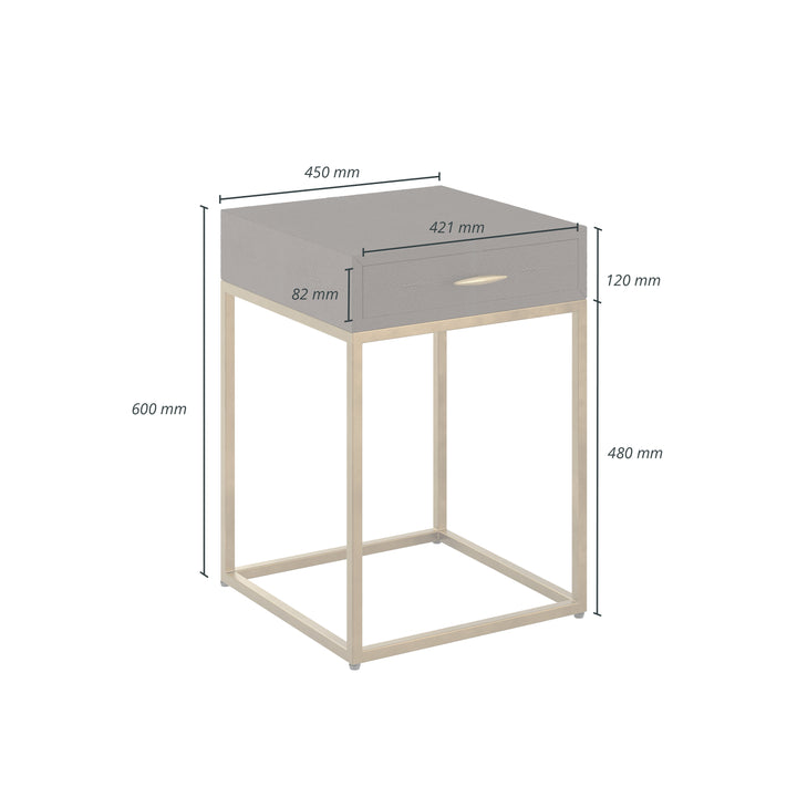Hampton Square Bedside Table - Brown Shagreen
