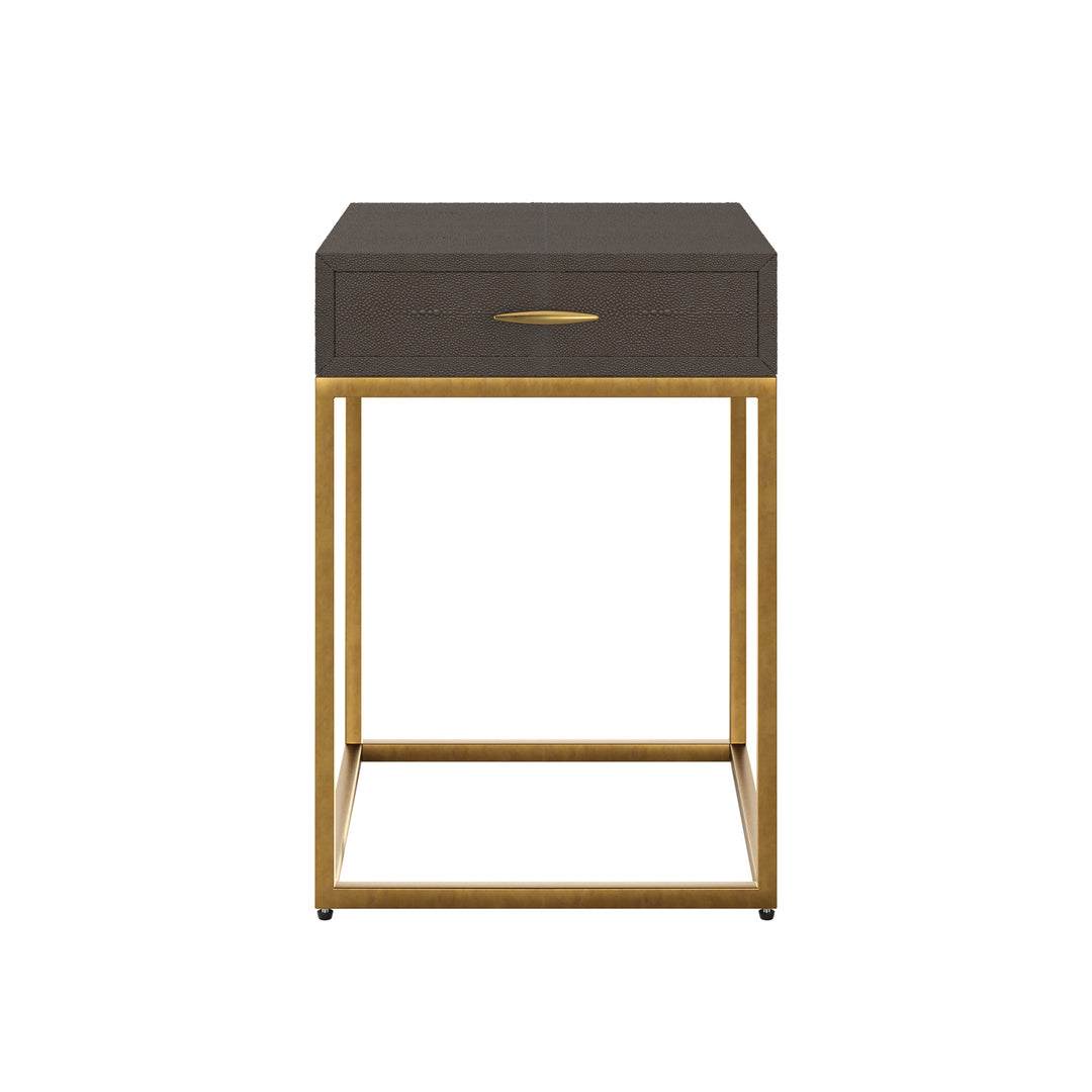 Hampton Square Bedside Table - Brown Shagreen