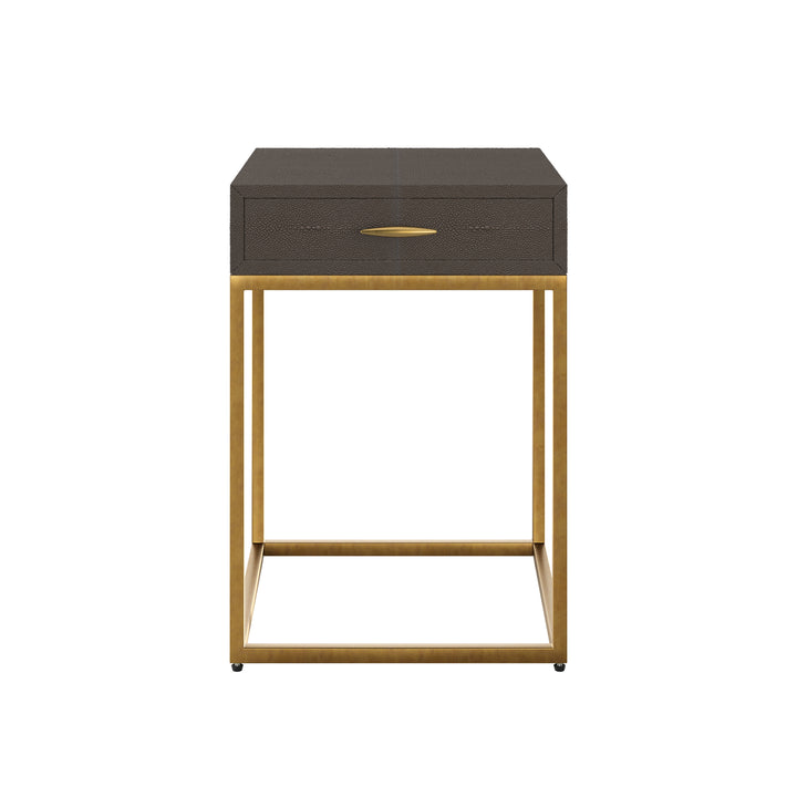 Hampton Square Bedside Table - Brown Shagreen