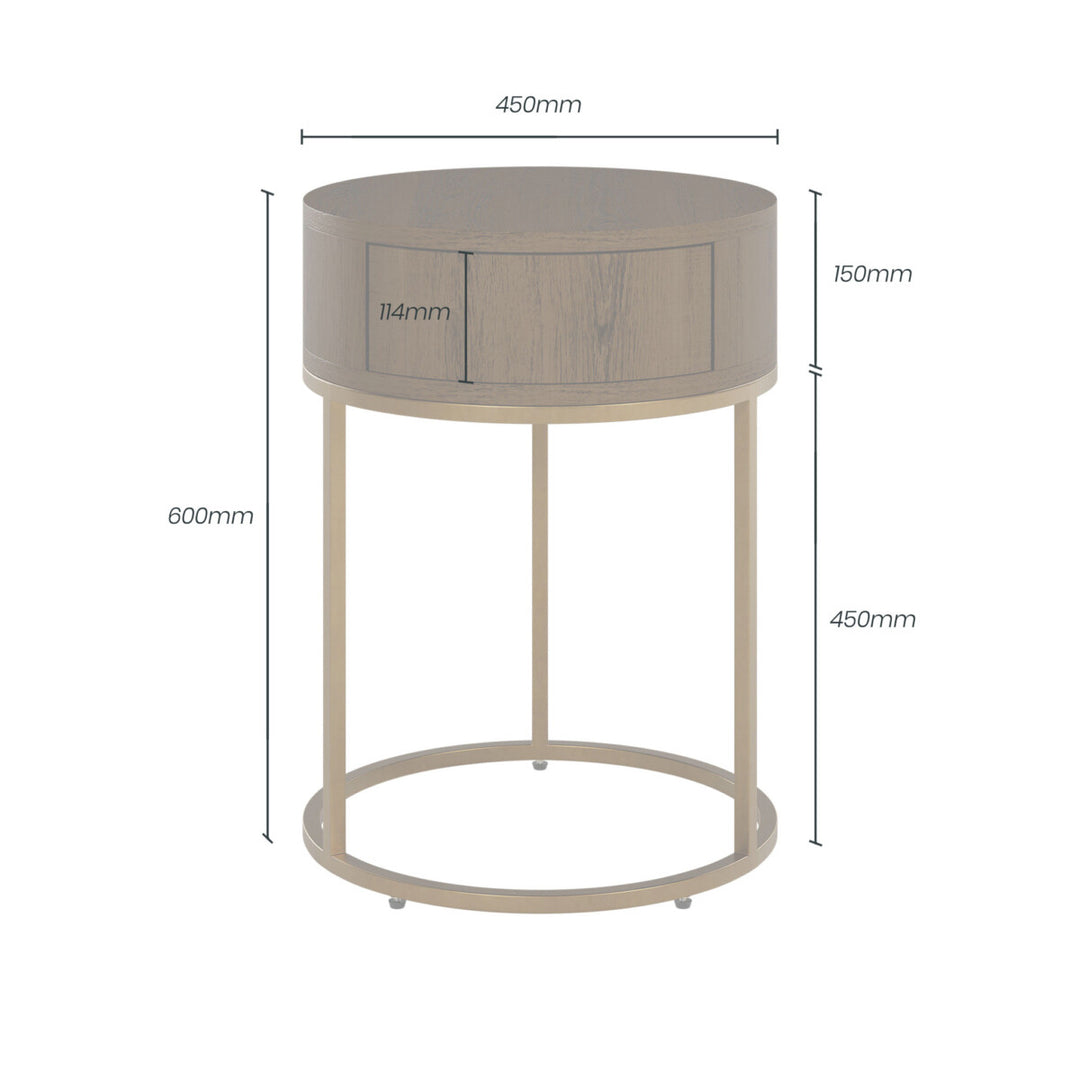 Hampton Bedside Table Round Wooden
