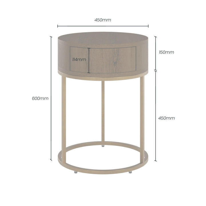 Hampton Bedside Table Round Wooden