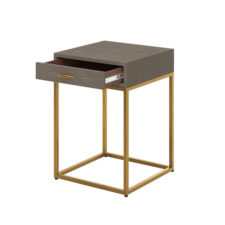 Hampton Bedside Table - Grey Shagreen
