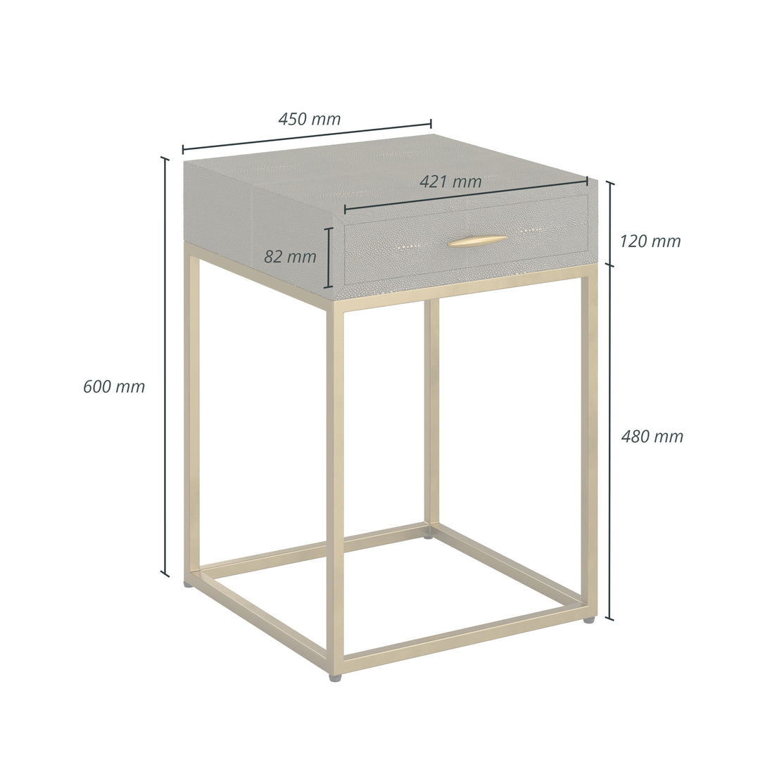 Hampton Bedside Table - Grey Shagreen