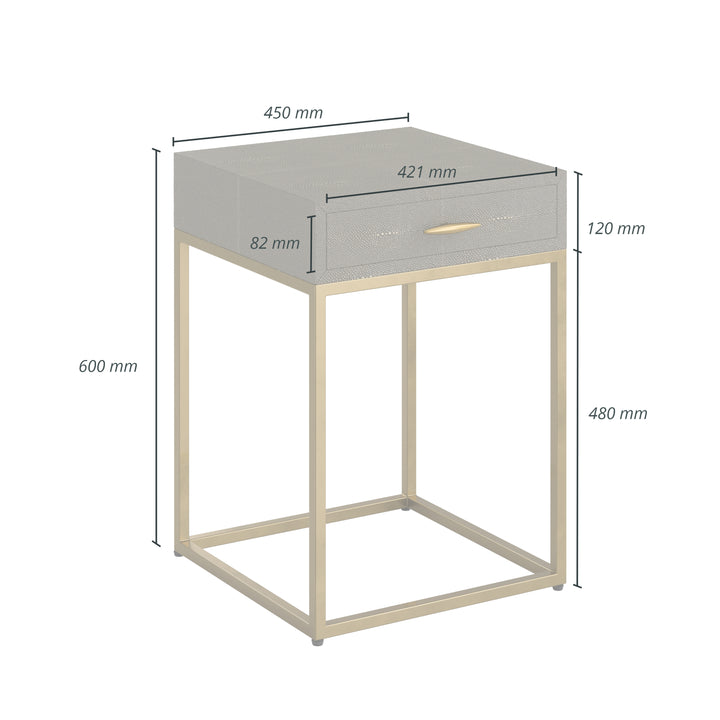 Hampton Bedside Table - Grey Shagreen