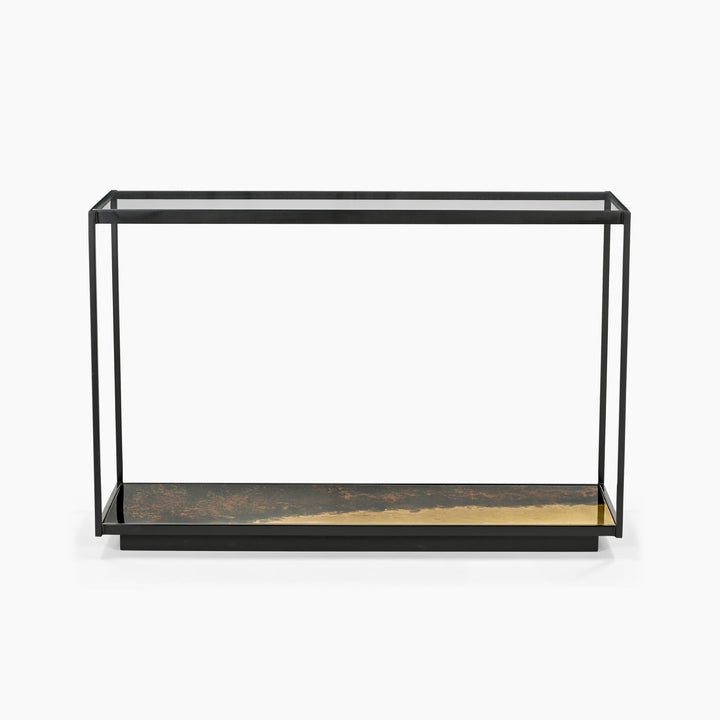 Almira Iron Console Table With Glass Top