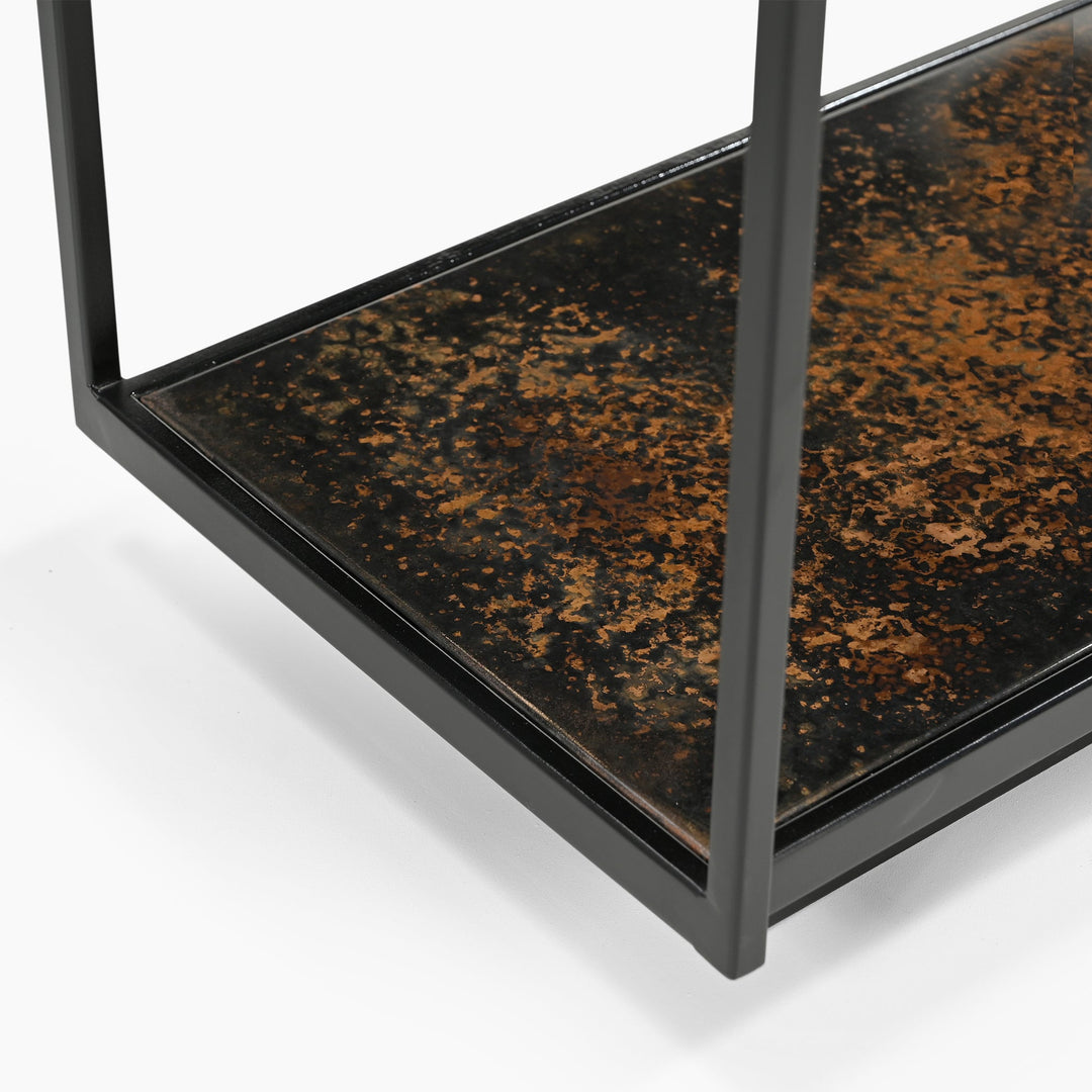 Almira Iron Console Table With Glass Top