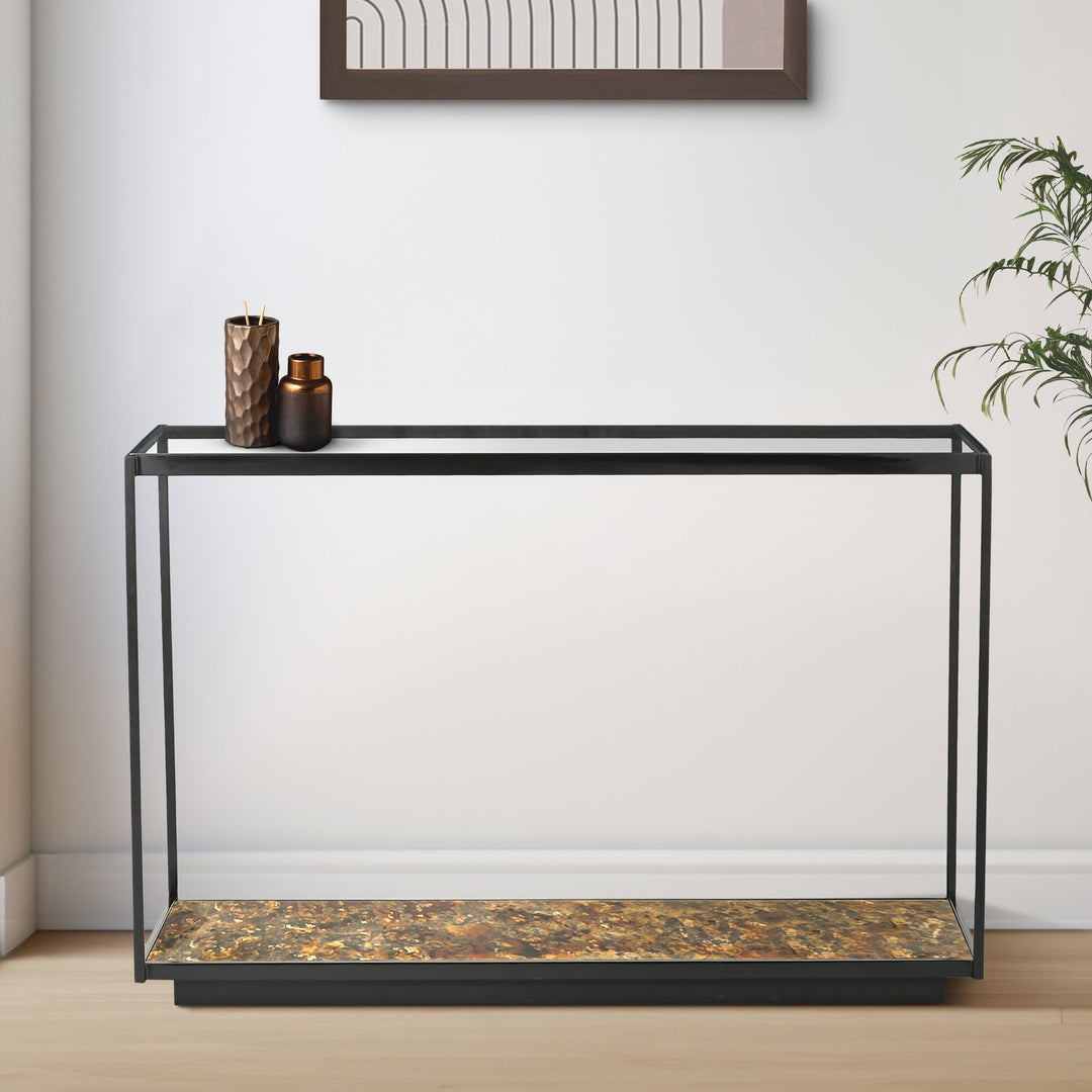 Huelva Iron Console Table With Glass Top