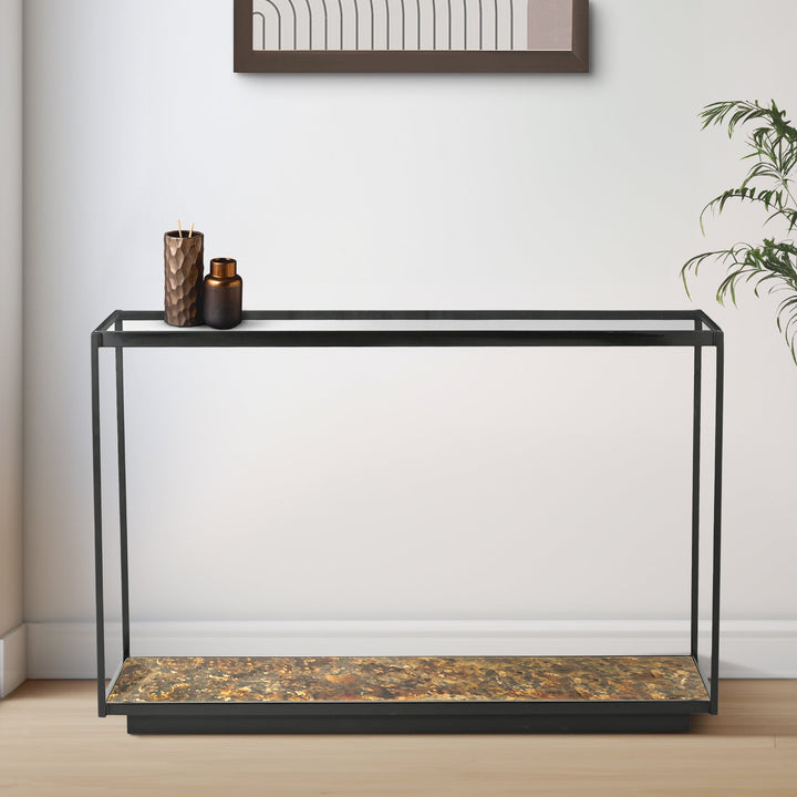 Huelva Iron Console Table With Glass Top