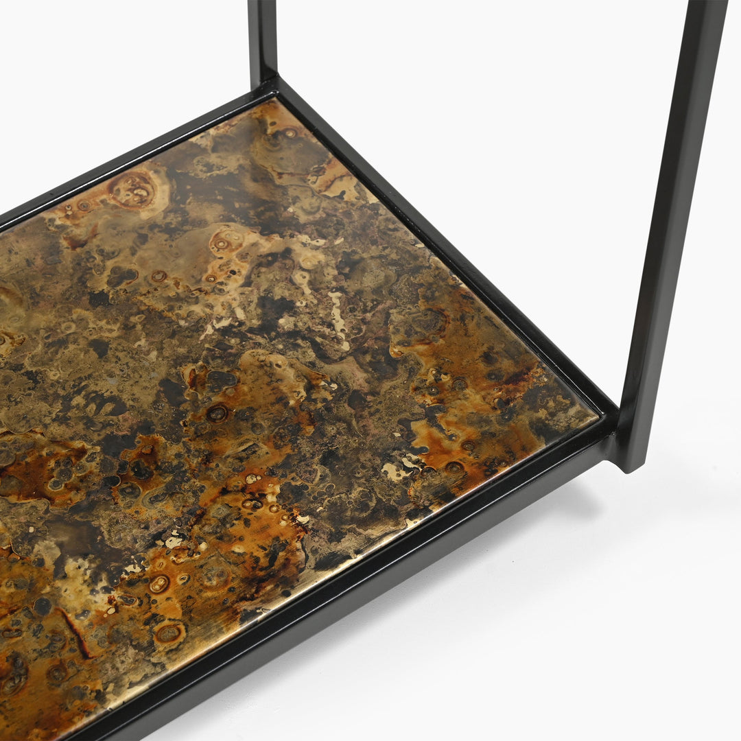 Huelva Iron Console Table With Glass Top