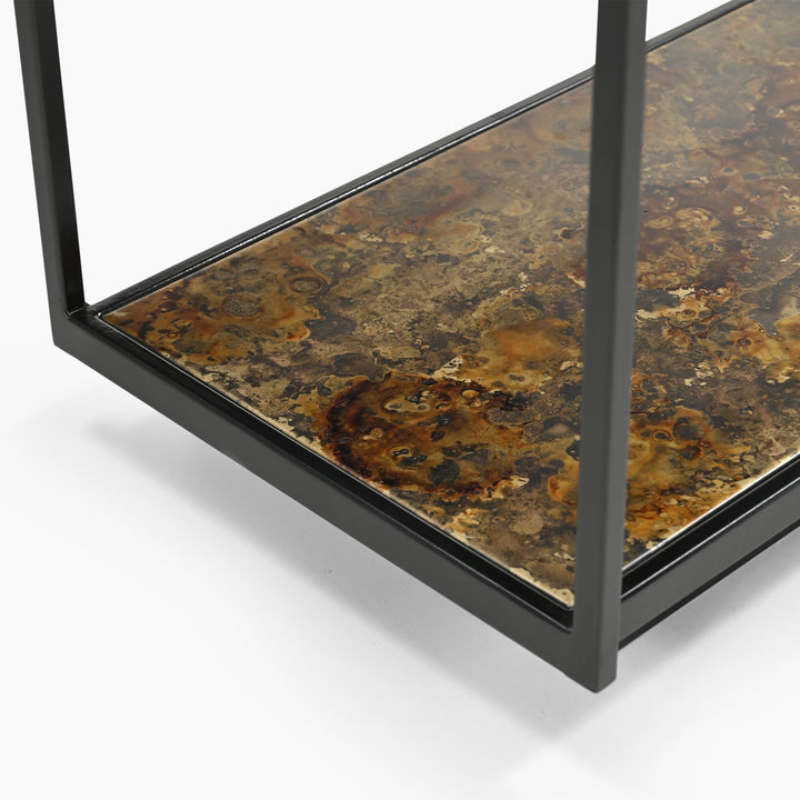 Huelva Iron Console Table With Glass Top