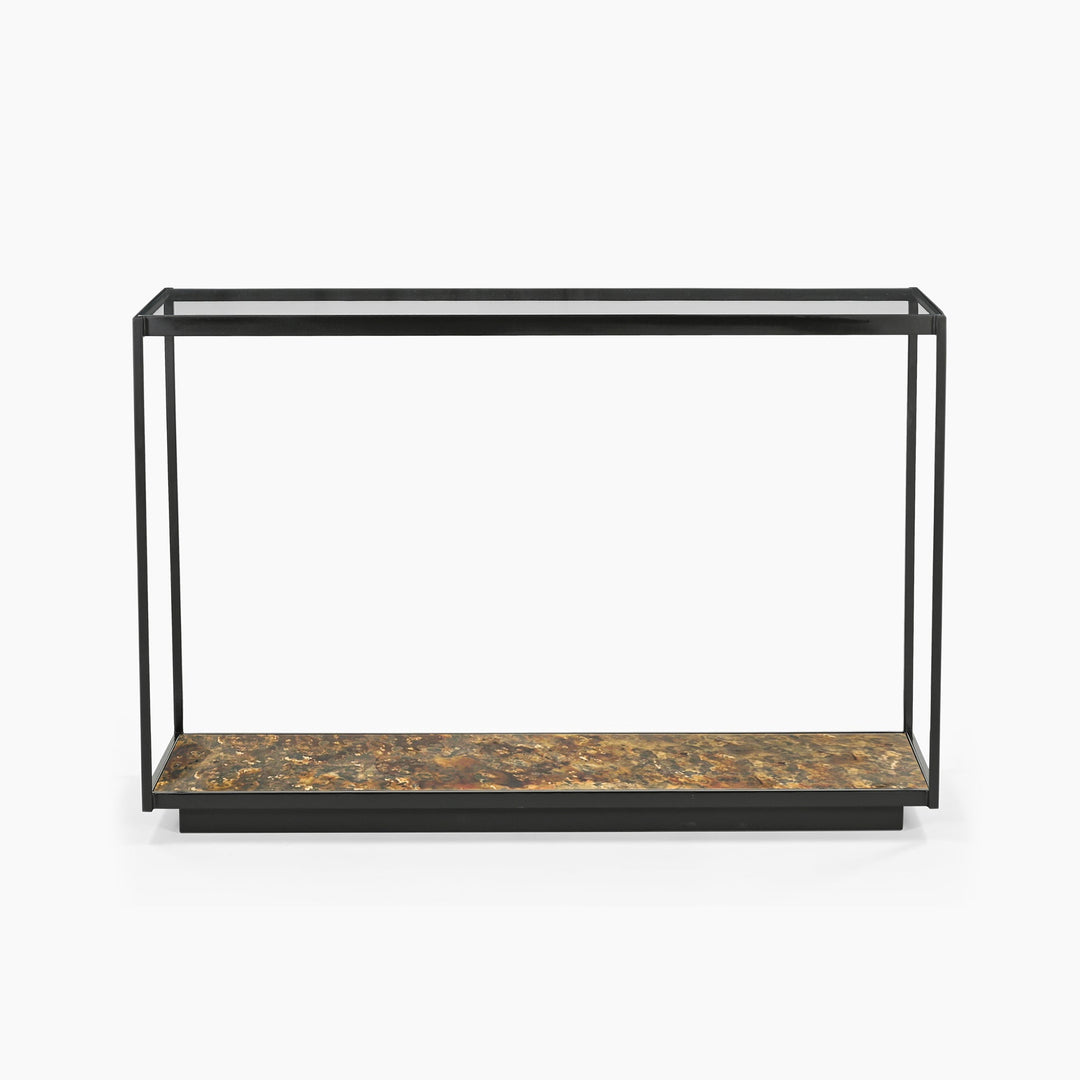 Huelva Iron Console Table With Glass Top