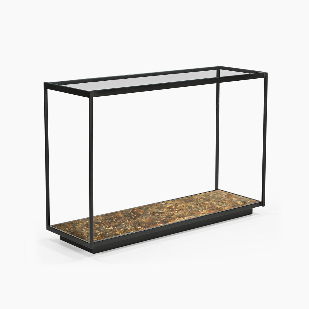 Huelva Iron Console Table With Glass Top
