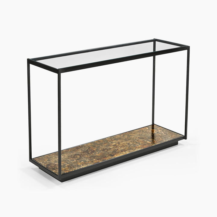 Huelva Iron Console Table With Glass Top