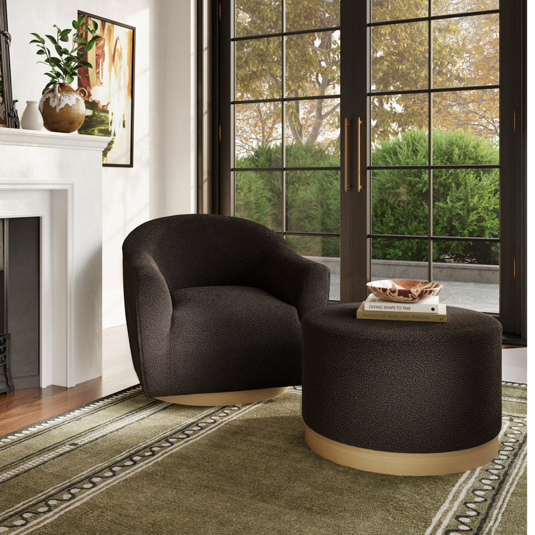 Rouen Black Boucle Swivel Chair